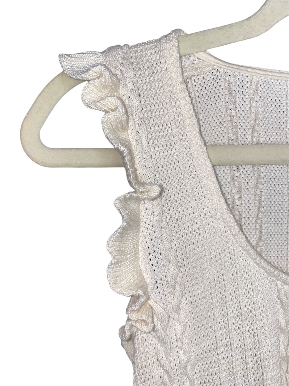Zara Cream Crochet Knit Crop Sweater Tank Top, Size Medium - Picture 3 of 5